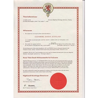 Image of Highland Heritage Services Replacement Glenmore or Kingsdale plot certificate