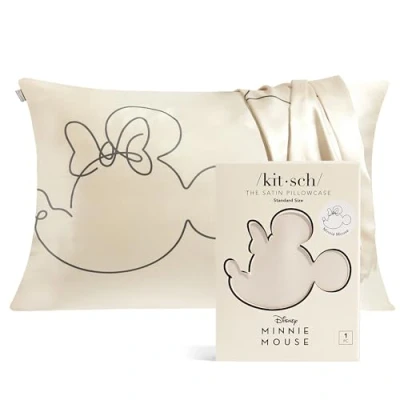 Image of Mickey/Minnie x Kitsch Satin Pillowcase with Zipper Softer Than Silk Pillow Cases for Hair &amp; Skin Cooling Covers Standard Size (Mrs. Mouse, 1 Pack)
