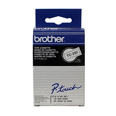 Image of Brother 9mm Black On White Gloss Labelling Tape Tc291