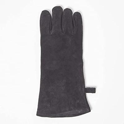 Image of HOMESCAPES Leather BBQ Glove Heat Resistant Protective Barbecue Grill Mitt, Single Oven Right Handed