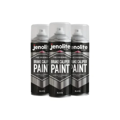 Image of JENOLITE Brake Caliper Spray Paint BLACK GLOSS and Restoration Durable Finish, Heat Petrol Resistant 3 x 400ml RAL 9005