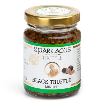 Image of Spartacus Black Truffles Preserved in Extra Virgin Olive Oil Perfect Gourmet Seasoning for Pizza, Pasta, Salads, Potatoes, Meat and Eggs Vegan Gluten Free (Black Truffle 90g)