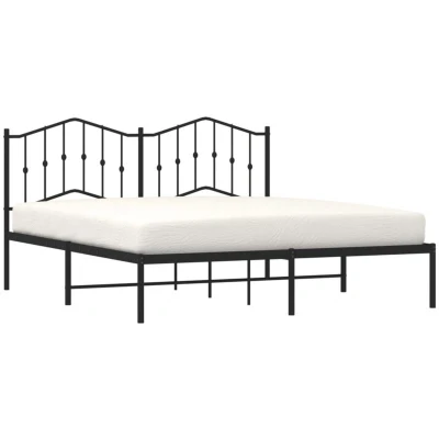 Image of vidaXL Metal Bed Frame without Mattress with Headboard Black 160x200cm