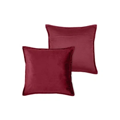 Image of MIULEE Christmas Decorative Velvet Cushion Covers 45cm x Square Throw Pillowcases for Sofa Bedroom with Invisible Zipper 18x18 Inch Wine Red Sets of Two