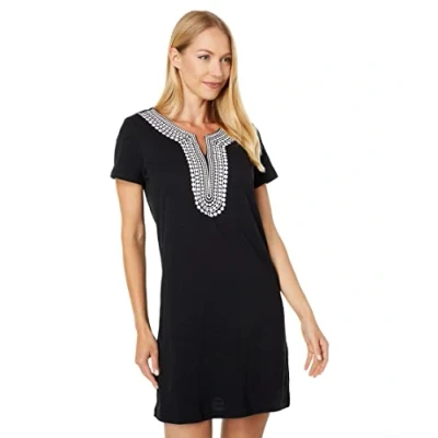 Image of Tommy Hilfiger Short Sleeve Puff Print Dress, Black, X Large