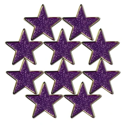 Image of Glitter Star Badge Lapel Pin 10 Pack (Purple)
