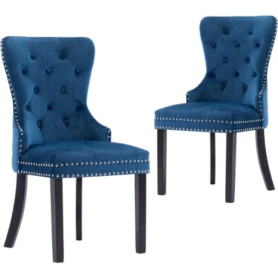 Image of vidaXL Dining Chairs 2 pcs Blue Velvet