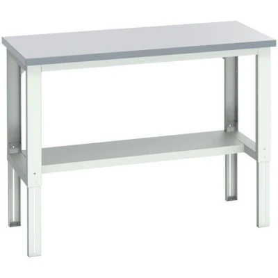 Image of Bott Cubio Framework Bench Adj Height Laminate Half Depth Shelf WxDxH 1500x750x740 1140mm Light Grey