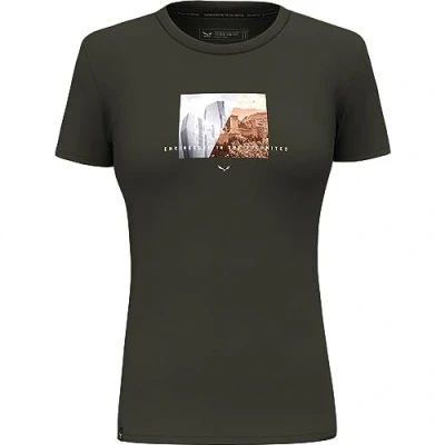 Image of Salewa Pure Design Dry T Shirt Women, Dark Olive, L, Female