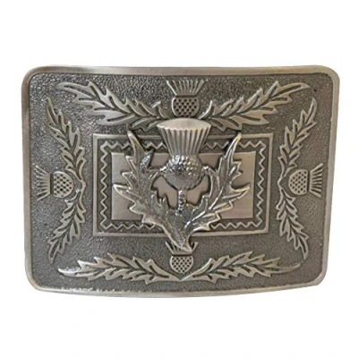 Image of Mens Scottish Highland Deluxe Kilt Belt Buckle Antique Thistle Design