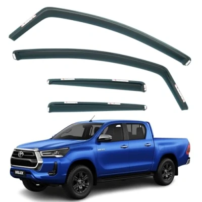 Image of Set Of 4 Wind Deflectors Compatible with TOYOTA HILUX door 2016 2017 2018 2019 2020 2021 2022 2023 2024 Models