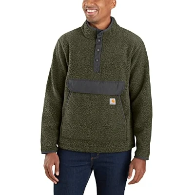Image of Carhartt Relaxed Fit Fleece Pullover Jacket, Basil Heather, S
