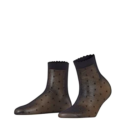 Image of FALKE Women&#039;s Dot 15 DEN W SO Sheer Patterned 1 Pair Socks, Black (Black 3009), 2.5 5