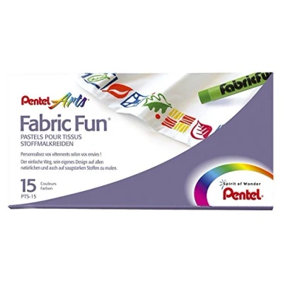 Image of Pentel GmbH PTS15 Fabric Crayons Pack of 15 Plastic Case