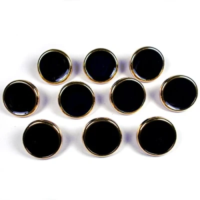 Image of Dress Shirt Round Enamelled Buttons 10mm Wide Pack of 10 (Gold with Blue)