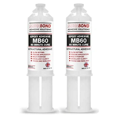 Image of (2PK) Megabond MB60 Epoxy Adhesive Precision 60 minutes Cure For Precise Application Excellent Clarity Multi Purpose Steel, Plastic, Wood, Aluminium, Perspex, GRP, Stainless Steel
