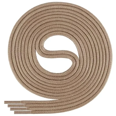 Image of Di Ficchiano round waxed shoelaces for business, suit and leather shoes, diameter 2 4 mm, lengths 45 cm 200 cm, highly tear resistant, made in Europe, unisex_adult, Warm beige, 120 / ø 3mm