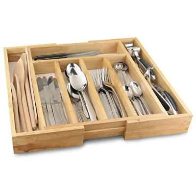 Image of Rubber Wood Expanding Cutlery Tray