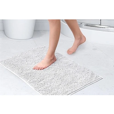 Image of Emma Barclay Noodle Soft Touch Non Slip Bathroom Rug in White Shower Mat 40x60cm