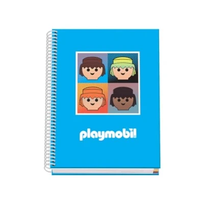 Image of DOHE A5 Squared Notebook Spiral Binding, 100 Sheets of 90 g/m², 5 mm Square, Hardcover, Playmobil Core, School Supplies Blue