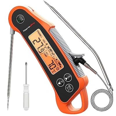 Image of ThermoPro TP710 Instant Read Meat Thermometer Digital for Cooking, 2 in 1 Waterproof Kitchen Food with Dual Probes and Temperature Display Oven, Grilling, Smoker &amp; BBQ