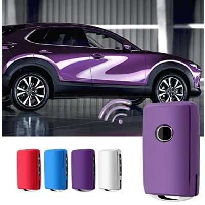 Image of CDEFG Mazda3 CX 30 CX30 5 CX5 8 2020+ Key Cover Car Fob Case Remote Control Soft TPU Protection High Gloss Protective Buttons Holder Smart Keyless Anti dust Protector Accessories (Purple)
