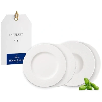 Image of Villeroy &amp; Boch Manufacture Plate Set, 4 pces., Tableware Set for 2 People, Premium Porcelain, White