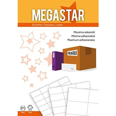 Image of Megastar LP4MS 3714 Self Adhesive Labels 37 x 14 mm Pack of 100 White