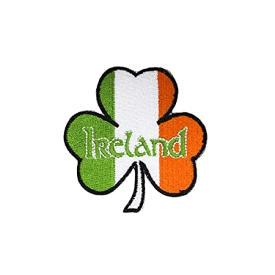 Image of Ireland Irish Northern Belfast Tricolour Iron On Sew Fabric Patch Embroidered Badge (Ireland Flag Shamrock)