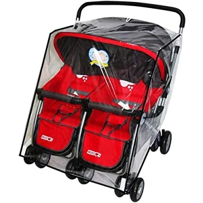 Image of Universal Twins Baby Stroller Rain Cover Side by Tandem Double Pushchair Windproof Waterproof Dustproof Large Raincover for Buggy