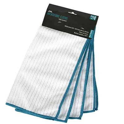 Image of JVL Car Care Cleaning Range Large Microfibre Cloths, Microfibre, Teal/White, 30 x 0.5 cm