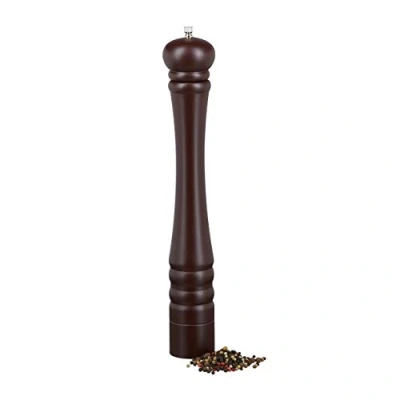 Image of Relaxdays Wooden Pepper Mill, Ceramic Grinding Mechanism, Large, Size: 40 x 6 cm, Classic Design, Choco Brown