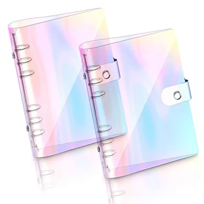 Image of Betinyar 2 PCS A6 Rainbow Soft PVC Notebook Cover, Refillable Paper Binder, Loose Leaf Personal Planner Binder (2 Rainbow)