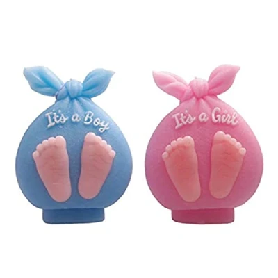 Image of Baby Shower Silicone Candle Mold ,3D Foot Soap Fondant Cake Decorating Candy Chocolate Mould (Boy&amp;Girl)