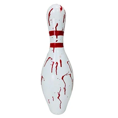 Image of Rubber Johnnies Bloody Ten Pin Bowling Pin, Full Size, Realistic, Halloween, Movie Prop, Fake Weapon
