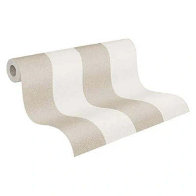 Image of Striped Wallpaper New Elegance Non Woven 10.05 m x 0.53 Beige Creme Made in Germany by Livingwalls 375543 37554 3