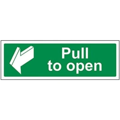 Image of V Safety Pull To Open Door Sign 300mm x 100mm Self Adhesive Vinyl