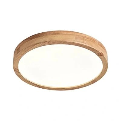 Image of Schindora Wooden LED Ceiling Light,28W Warm White 3000K 2240 LM,Round Wood Lights Ø40cm for Lounge Living Room Kitchen Dining Home Office Children&#039;s
