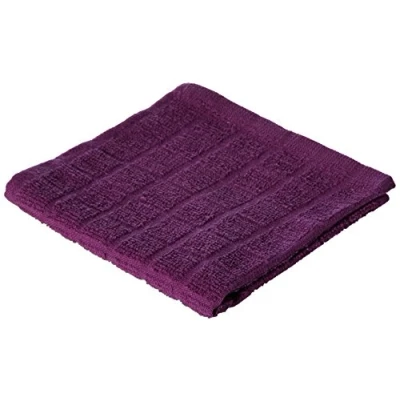 Image of DII Solid Windowpane Dishcloth Set, Cotton, Eggplant, 12x12