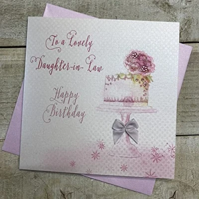 Image of WHITE COTTON CARDS DAUGHTER IN LAW BEAUTIFUL CAKE. HANDMADE BIRTHDAY CARD (VN57 DIL)