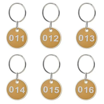 Image of Sourcemall Aluminum &amp; Plastic Key Tag Numbered Rings 30mm (Yellow, 1 100)