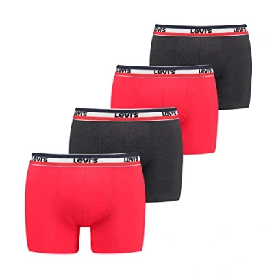 Image of LEVIS Men&#039;s Boxer, Red/Black, XL (Pack of 4)