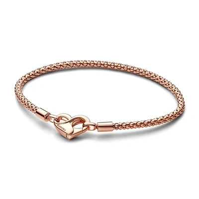 Image of Pandora Moments Rose Gold Studded Chain Bracelet 18cm