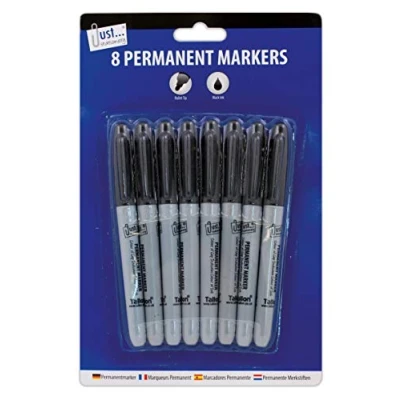 Image of Just stationery 8 Black Permanent Markers