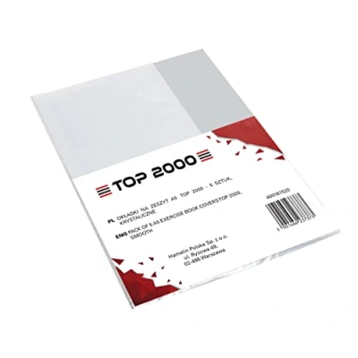 Image of Pack of 5 Notebook/Book Covers, DIN A5, Transparent, Crystal Clear, Recyclable Polypropylene, 0.09 mm, Extra Strong TOP 2000