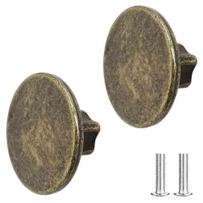 Image of Decoranddecor Vesta 40mm Round Kitchen Cabinet Furniture Knob Zinc Alloy (2 Pack, Antique Brass)