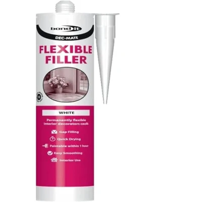 Image of Bond iT White DEC MATE FLEXIBLE FILLER Decorators Caulk Acrylic Sealant Quick Drying Interior 600ml Wood Plaster Brick Concrete Plasterboard EU