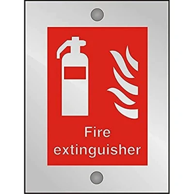 Image of Seco Fire Extinguisher &amp; Sign, 200mm x 150mm 5mm Clear Acrylic With Stand Off Fixings