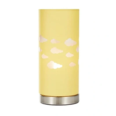 Image of LITECRAFT Glow Cloud Table Lamp with Ochre Cylinder Shade Satin Chrome