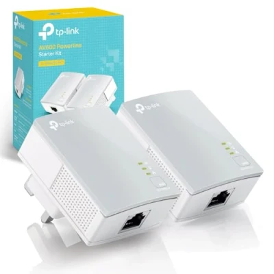 Image of TP Link TL PA4010KIT Nano AV600 Powerline Adapter Starter Kit, Up to 300 m range, No Configuration Required, UK Plug White